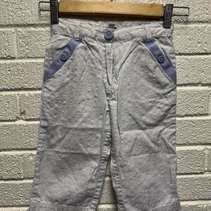 Jacadi Paris 6A Light Blue Stripe Relaxed Fit Shorts with Elastic Waistband